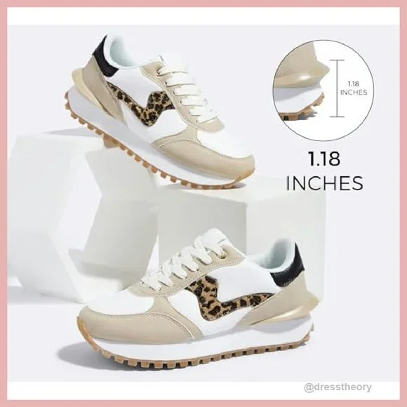 Women's Platform Sneakers with Memory Foam, Slip-Resistant, Size 8.5